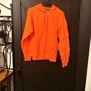 Fruit of the Loom Bright Orange Men's Zip-Up Sweater